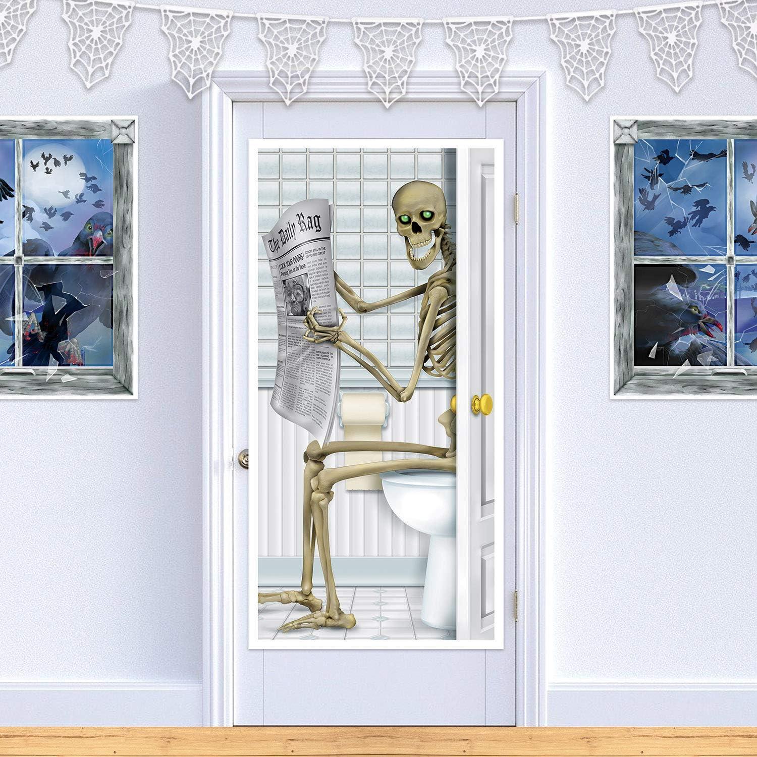 imageBeistle Crashing Witch Door Covers 2 Count  Plastic for Indoor ampamp Outdoor Use  Easily Display  Halloween Party Decorations Witch Decor Front Door Cover for Spooky Season 5 x 30Skeleton