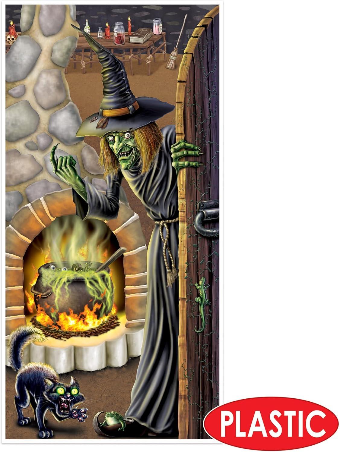 imageBeistle Crashing Witch Door Covers 2 Count  Plastic for Indoor ampamp Outdoor Use  Easily Display  Halloween Party Decorations Witch Decor Front Door Cover for Spooky Season 5 x 30Witchs Brew