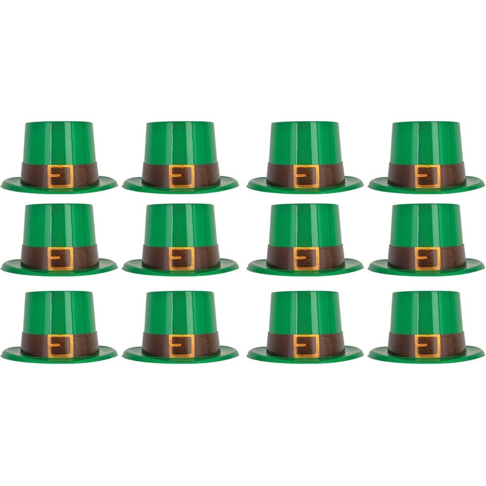imageBeistle 12Piece Plastic Leprechaun Top Hats in GreenBlackGold Happy St Patricks Day Party Supplies Irish Fantasy Leprechaun Party
