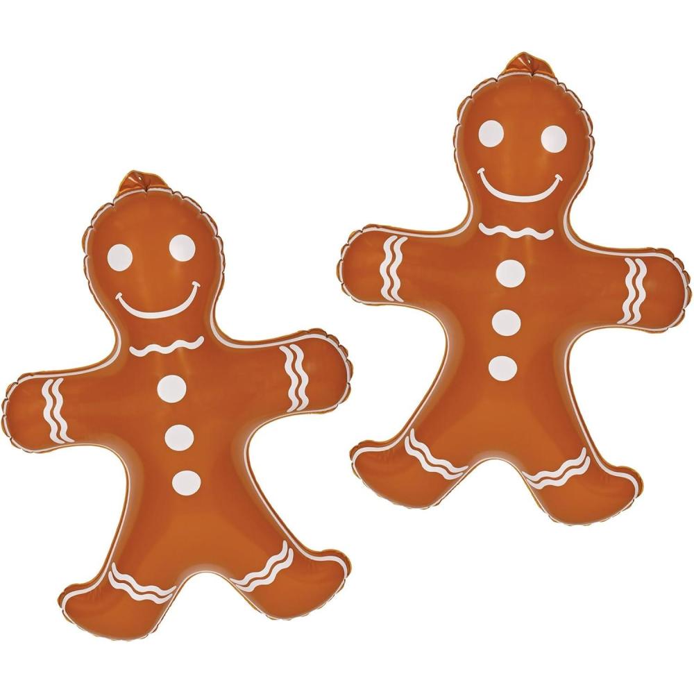 imageBeistle 2 Piece 24quot x 18quot Hanging Inflatable Gingerbread Men for Christmas Decorations Indoor Outdoor Blow Up Holiday Decor
