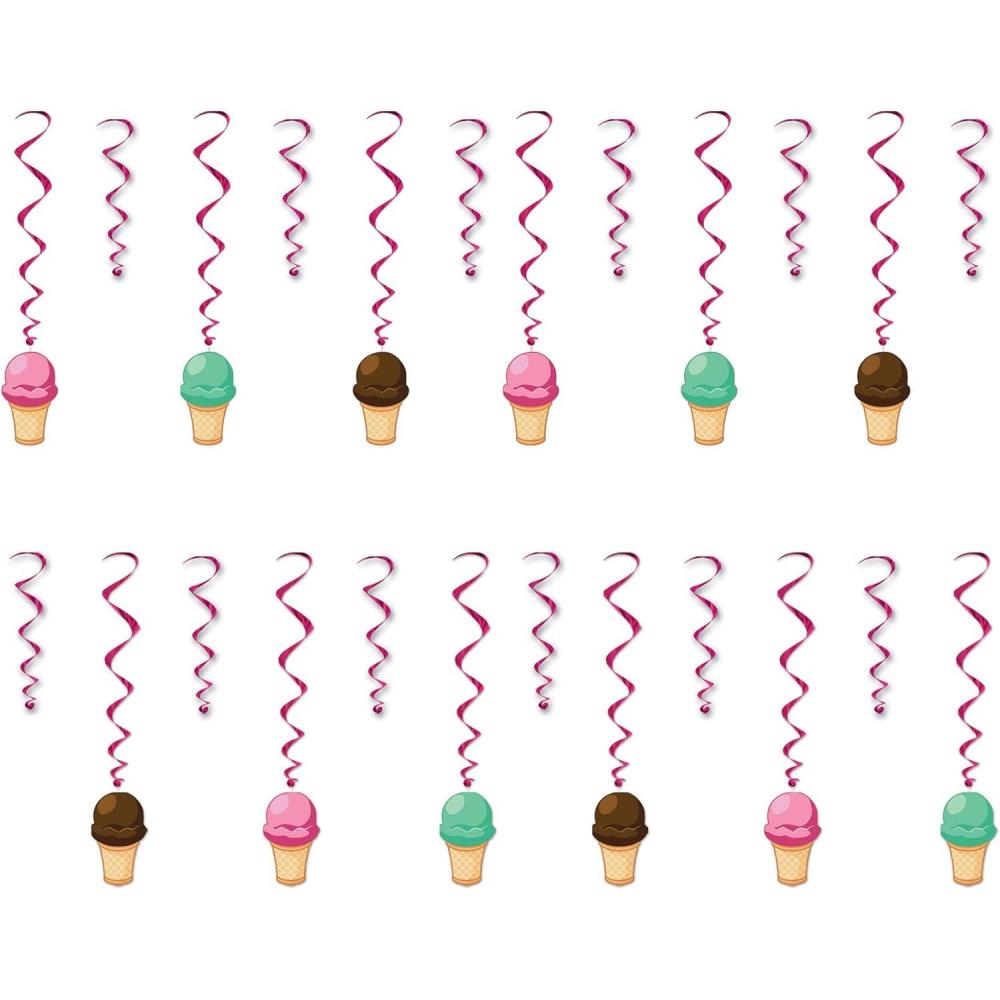 imageBeistle 24 Piece Ice Cream Theme Party Decoration Hanging Spirals 15quot  255quot PinkTanGreenBrown
