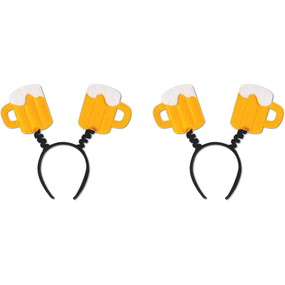 imageBeistle 2Pack Beer Mug Boppers Yellow Beer Stein Headband ampamp German Costume Accessory St Patricks Day and Oktoberfest Party Drinking Hat