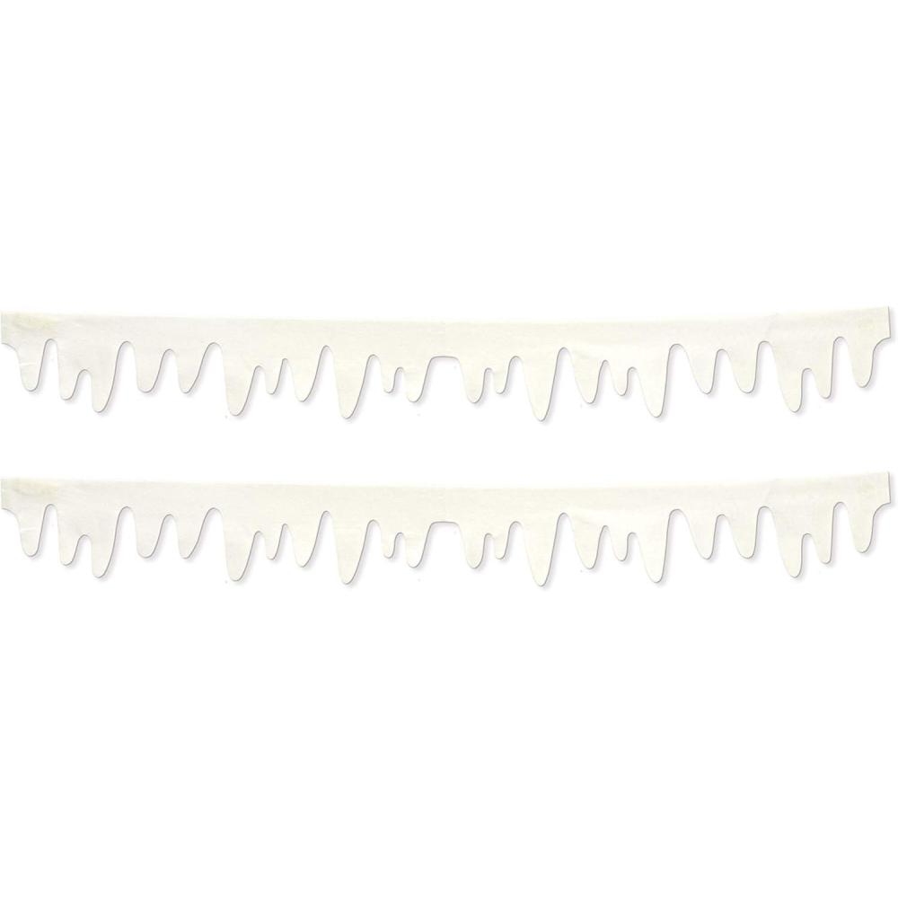 imageBeistle 2Piece Fabric Icicle Christmas Decorations ampamp White Hanging Garland for Fireplace ampamp Mantle Winter Wonderland Decor 8 1 Border 4 12