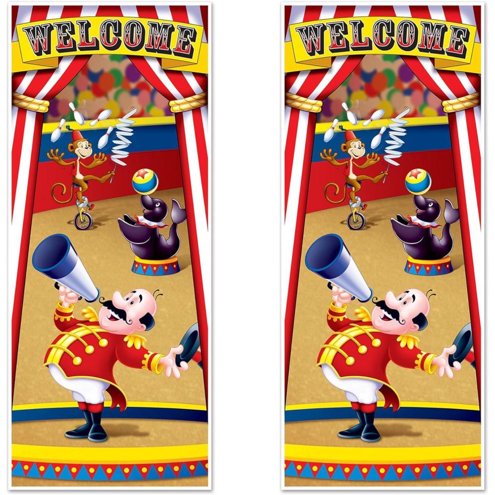 imageBeistle 2Piece Vintage Circus Door Covers Circus Themed Party Decorations Fun Fair Themed Party Supplies Carnival Halloween Party Accessories 30quot x 6Circus Tent