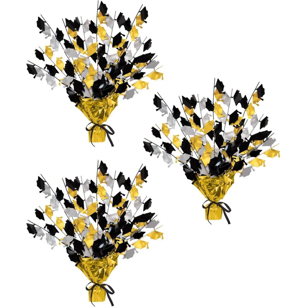 imageBeistle 3 Piece Congrats Grad Graduate Cap Centerpieces Table Decor For Graduation Party DecorationsGrad Cap Gleam N Burst Cntrpc  BlackGoldSilver