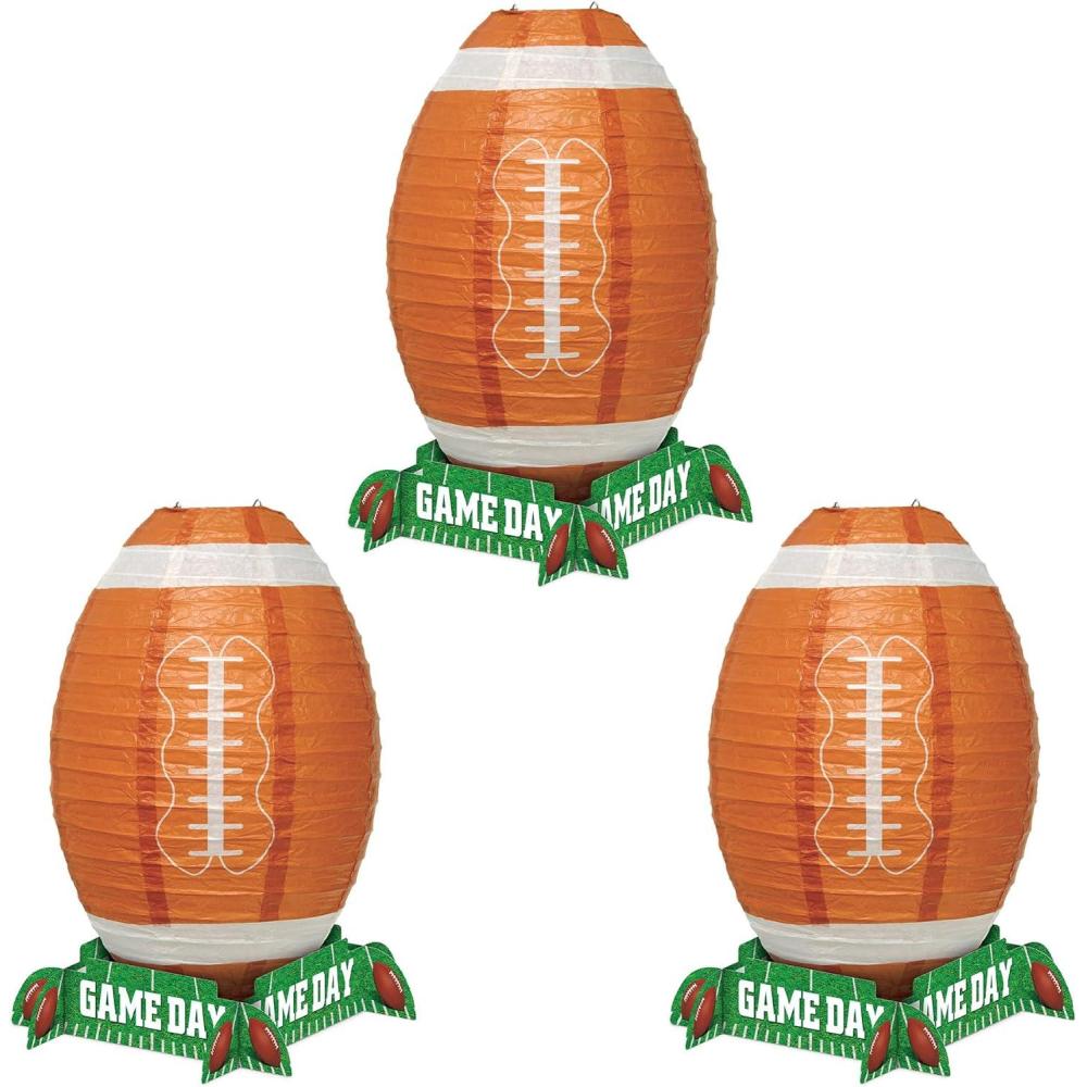 imageBeistle 3 Piece Football Paper Lantern Centerpieces Sports Theme Game Day Party Decorations Celebrating with You Since 1900 11quot BrownWhiteGreen