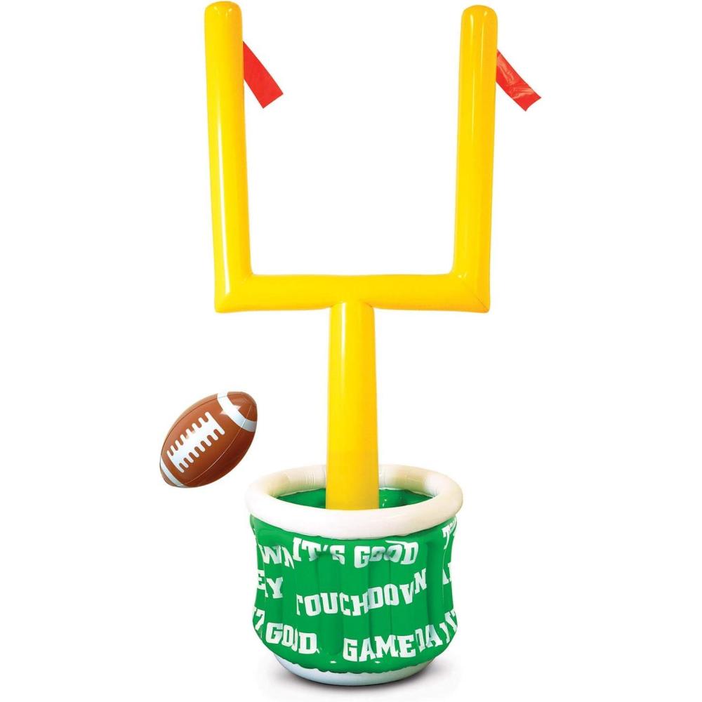 imageBeistle 3 Piece Novelty Inflatable Goal Post Drink Coolers with Football Decorations Game Day Party Beverage Holders 74quot x 28quot GreenYellowWhiteBrownOrangeGoal Post Cooler wFootball