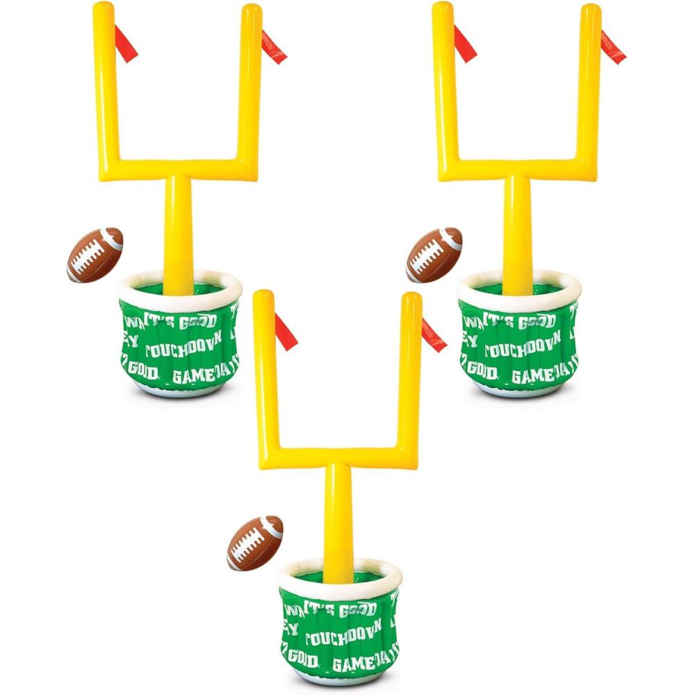 imageBeistle 3 Piece Novelty Inflatable Goal Post Drink Coolers with Football Decorations Game Day Party Beverage Holders 74quot x 28quot GreenYellowWhiteBrownOrangeGoal Post Cooler wFootball  3 Piece
