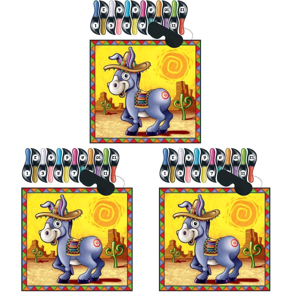 imageBeistle 3 Piece Paper Donkey Party Games For Birthday Party Supplies and Favors Includes Blindfold Masks ampamp Tails Celebrating With You Since 1900