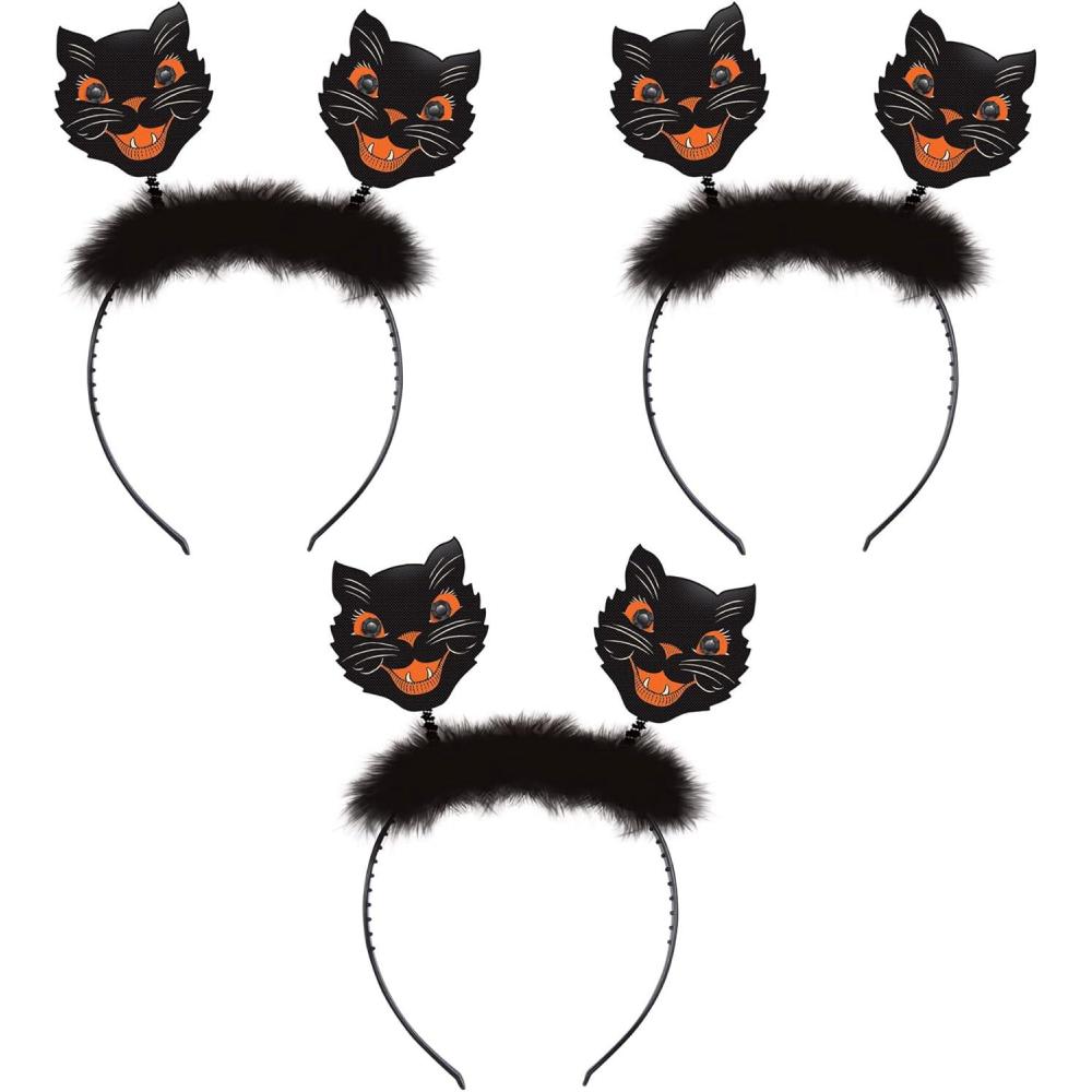 imageBeistle 3 Piece Retro Vintage Halloween Cat Bopper Headbands Spooky Party Favors Supplies And Costume Accessories