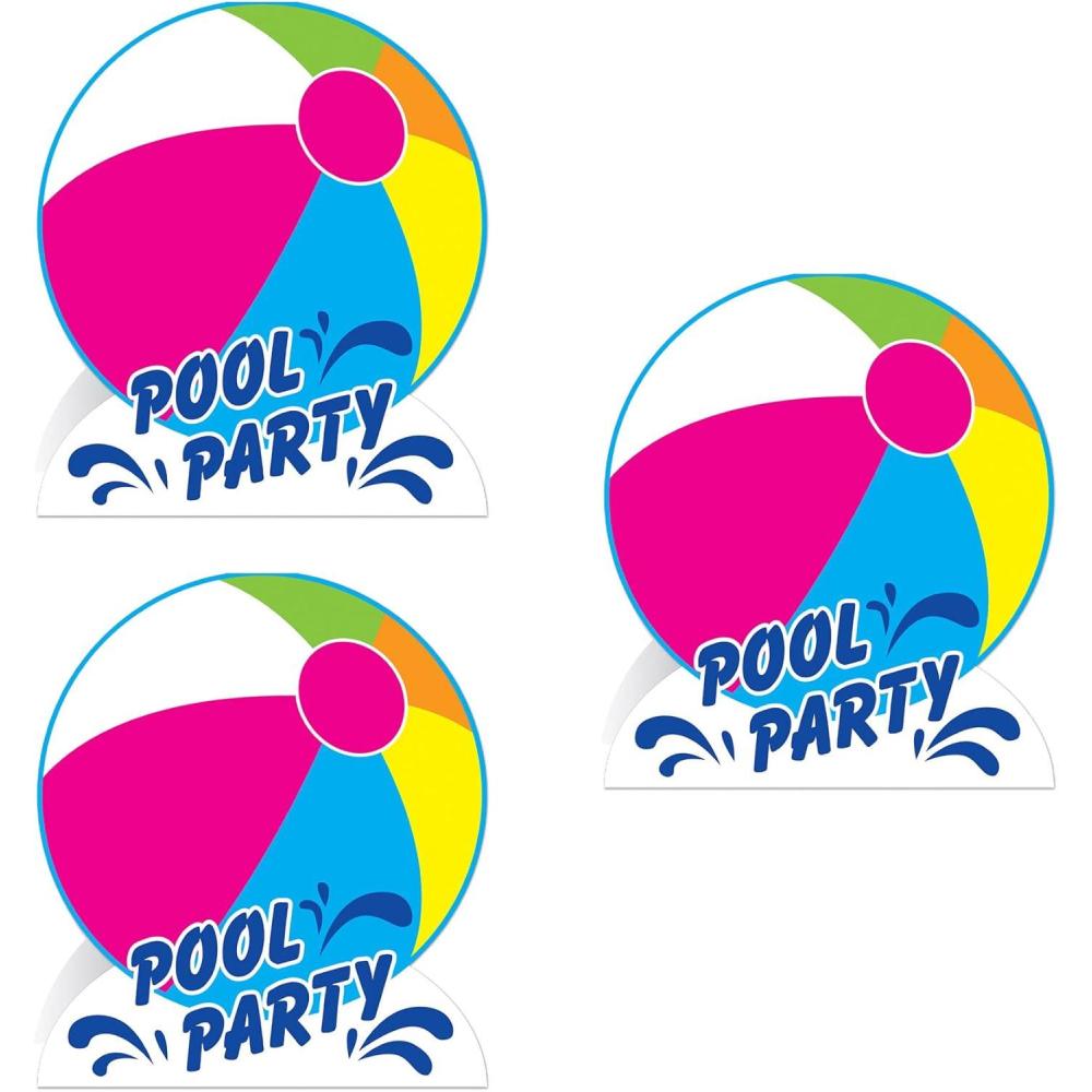 imageBeistle 3D Pool Party Centerpieces 10quot Tall Set of 3 Summer Beach Ball Table Decorations Birthday Celebration Supplies
