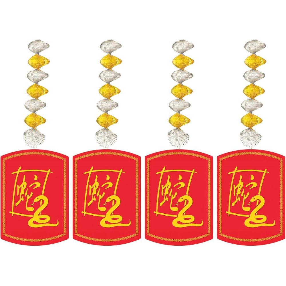 imageBeistle 4 Pack Year of the Snake Danglers 30 Chinese Lunar New Year Celebration Decorations Festive Hanging Dcor Red and Gold Asian Party Supplies