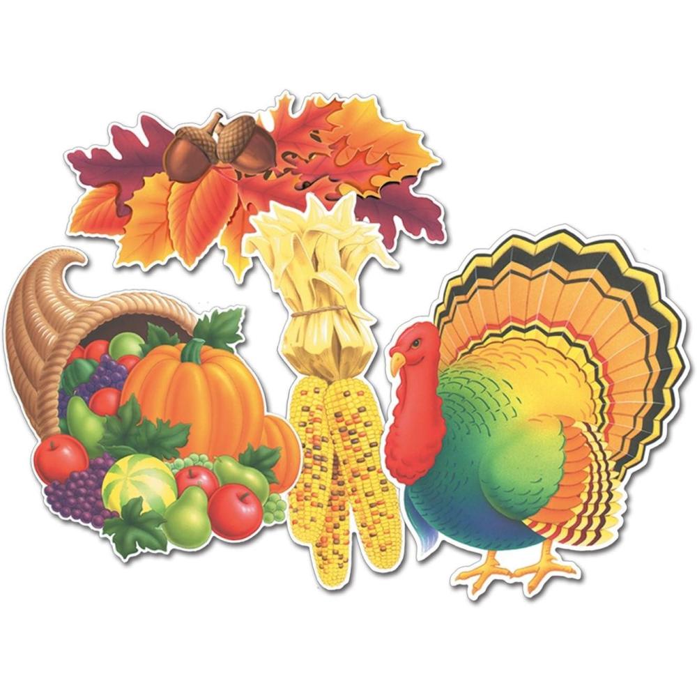 imageBeistle 4Pack Decorative Packaged Thanksgiving Cutouts 14Inch