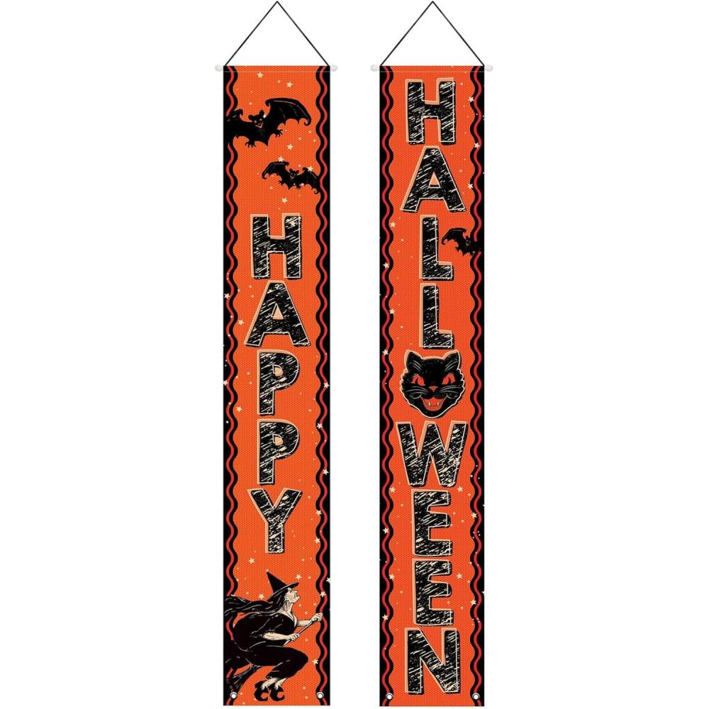 imageBeistle 6 Fabric Vintage Halloween Decorations Door Panel Set IndoorOutdoor Use Celebrating With You Since 1900