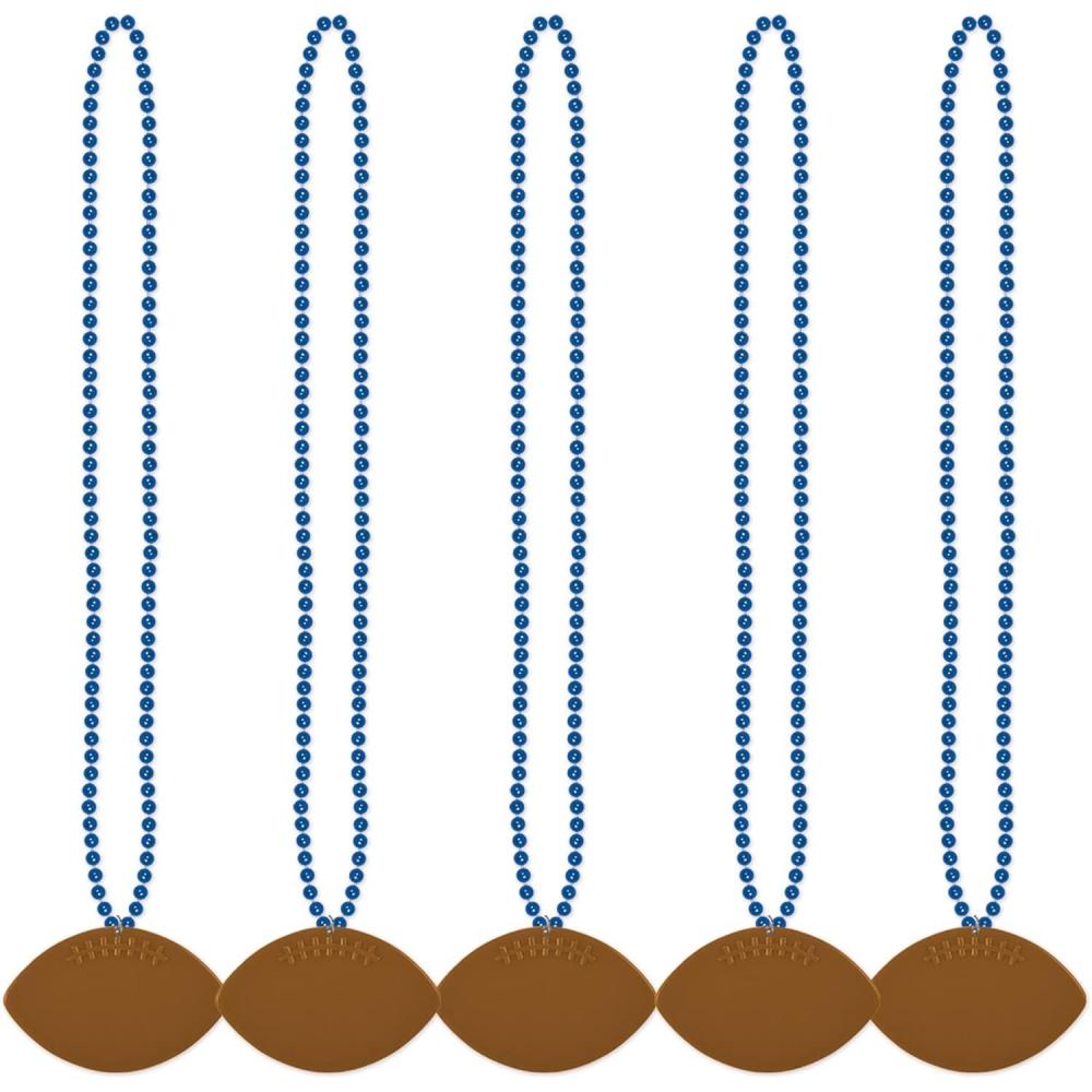 imageBeistle 6 Piece Plastic Football Party Necklaces Game Day Sports Theme FavorsBlueBrown