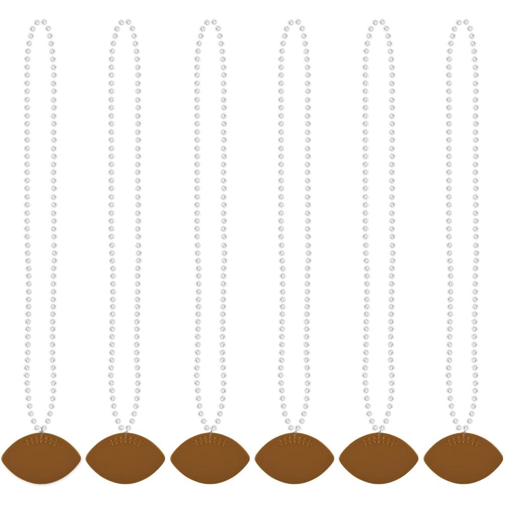 imageBeistle 6 Piece Plastic Football Party Necklaces Game Day Sports Theme FavorsWhiteBrown