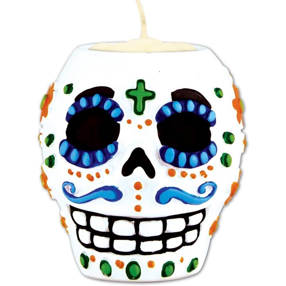 imageBeistle 6Piece Day of The Dead Male Tea Light Holder WhiteDay Of The Dead Male Tea Light Holder