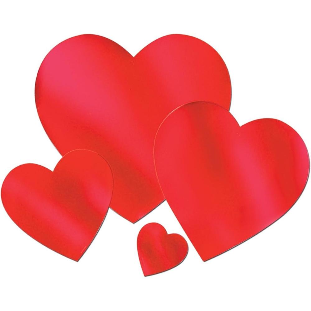 imageBeistle 72Piece Red Foil Heart Cutout 4InchRed 36pack