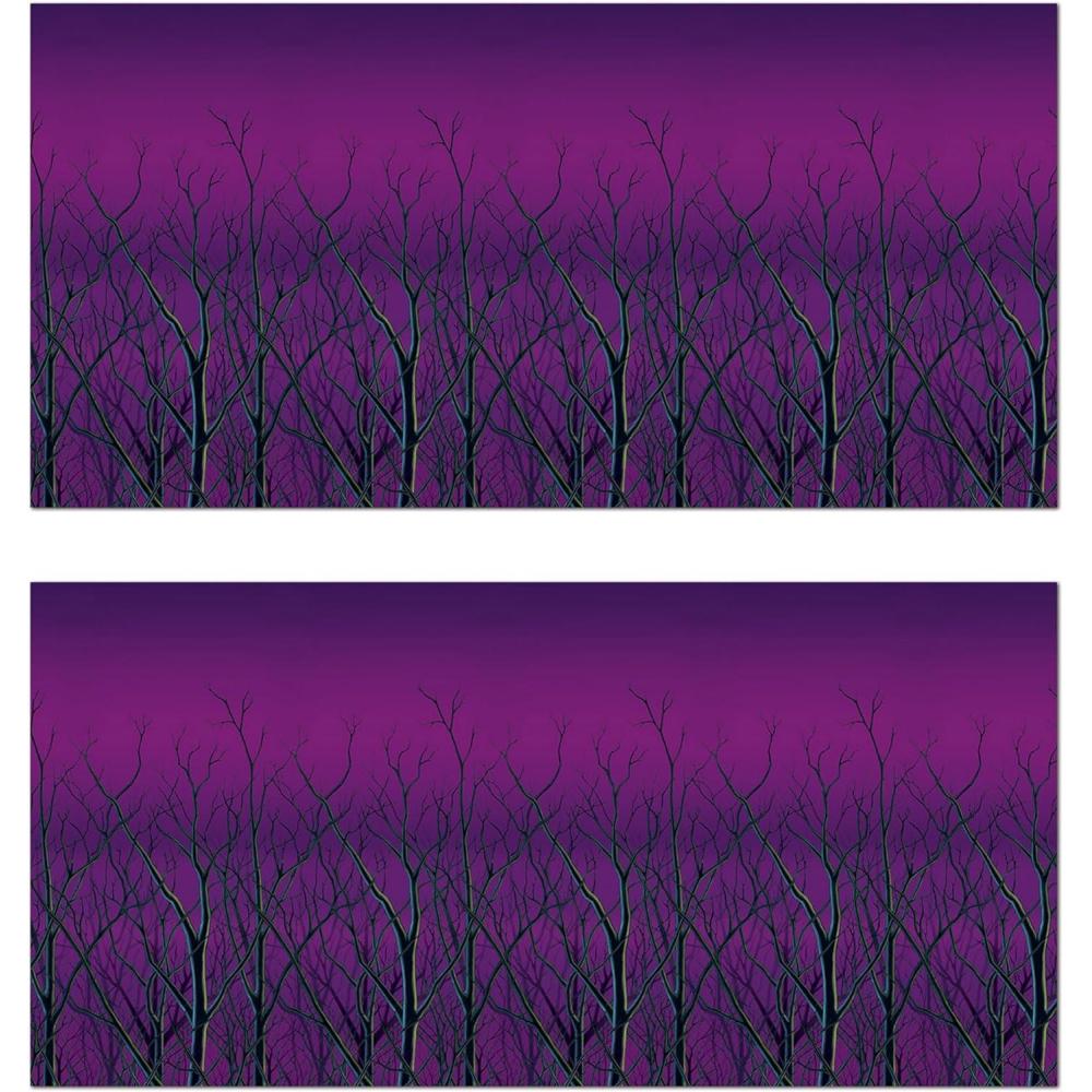 imageBeistle Bloody Wall Backdrop Scary BloodSplatter Halloween Photo Decoration Zombie Crime Scene WallCovering for Haunted House Parties 4 x 30Spooky Forest Treetops  2 Piece