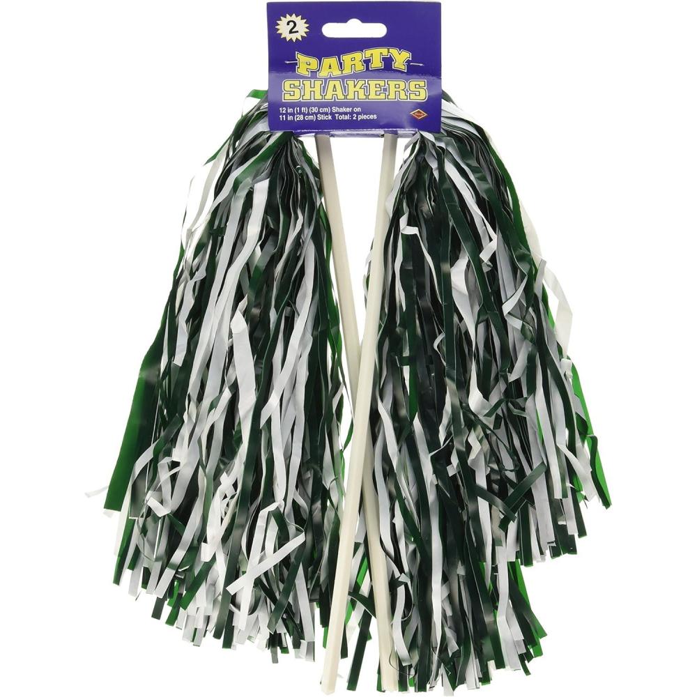 imageBeistle Blue Poly Shakers 2Count Cheerleading PomPoms for Sports Events Football Game Days Pep Rallies Showing School Spirit and Team Pride Celebrations 12 x 11Kelly GreenWhite