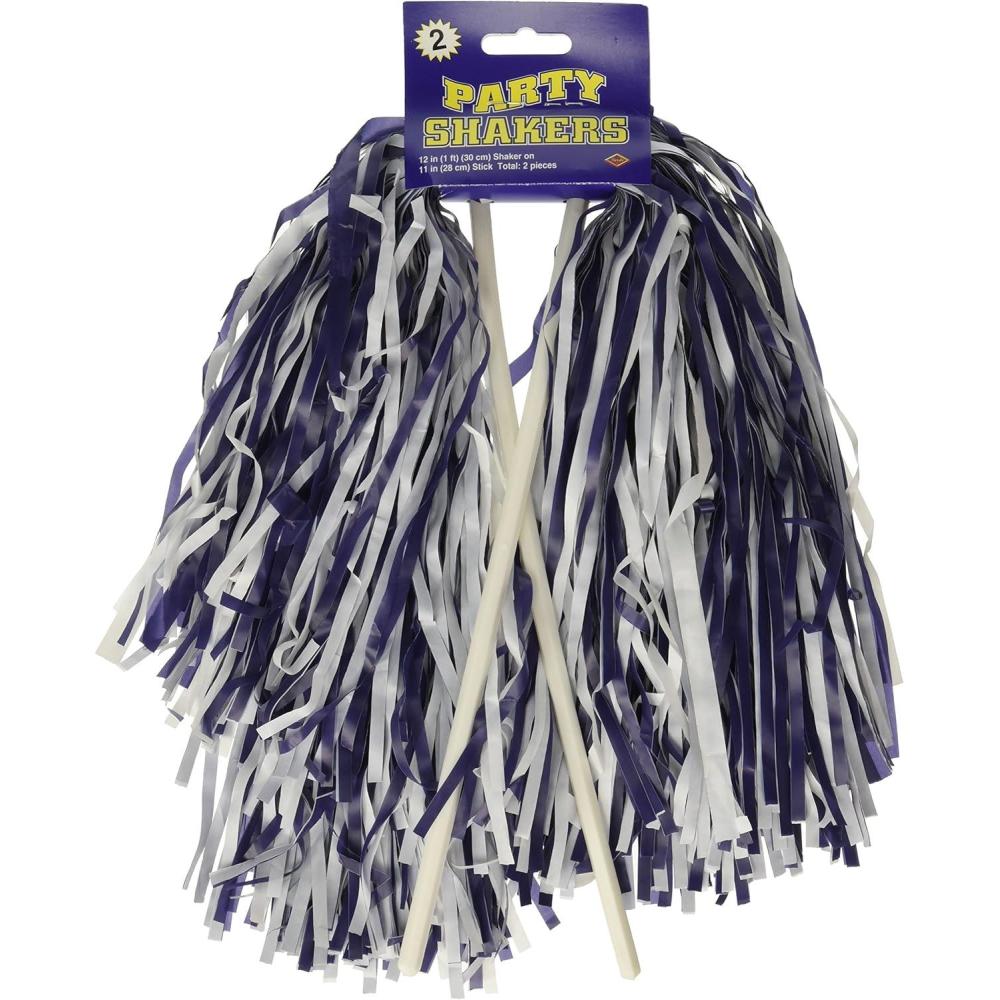 imageBeistle Blue Poly Shakers 2Count Cheerleading PomPoms for Sports Events Football Game Days Pep Rallies Showing School Spirit and Team Pride Celebrations 12 x 11BlueWhite