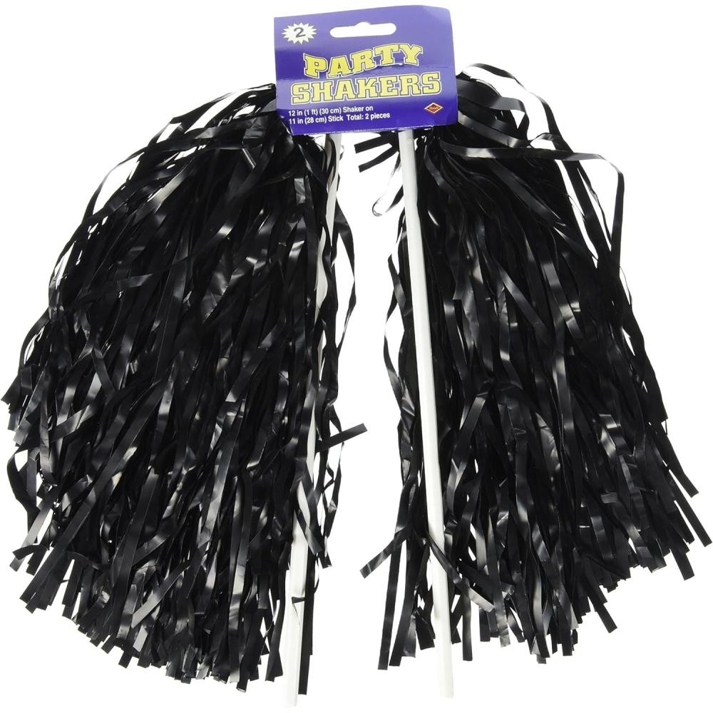 imageBeistle Blue Poly Shakers 2Count Cheerleading PomPoms for Sports Events Football Game Days Pep Rallies Showing School Spirit and Team Pride Celebrations 12 x 11Black