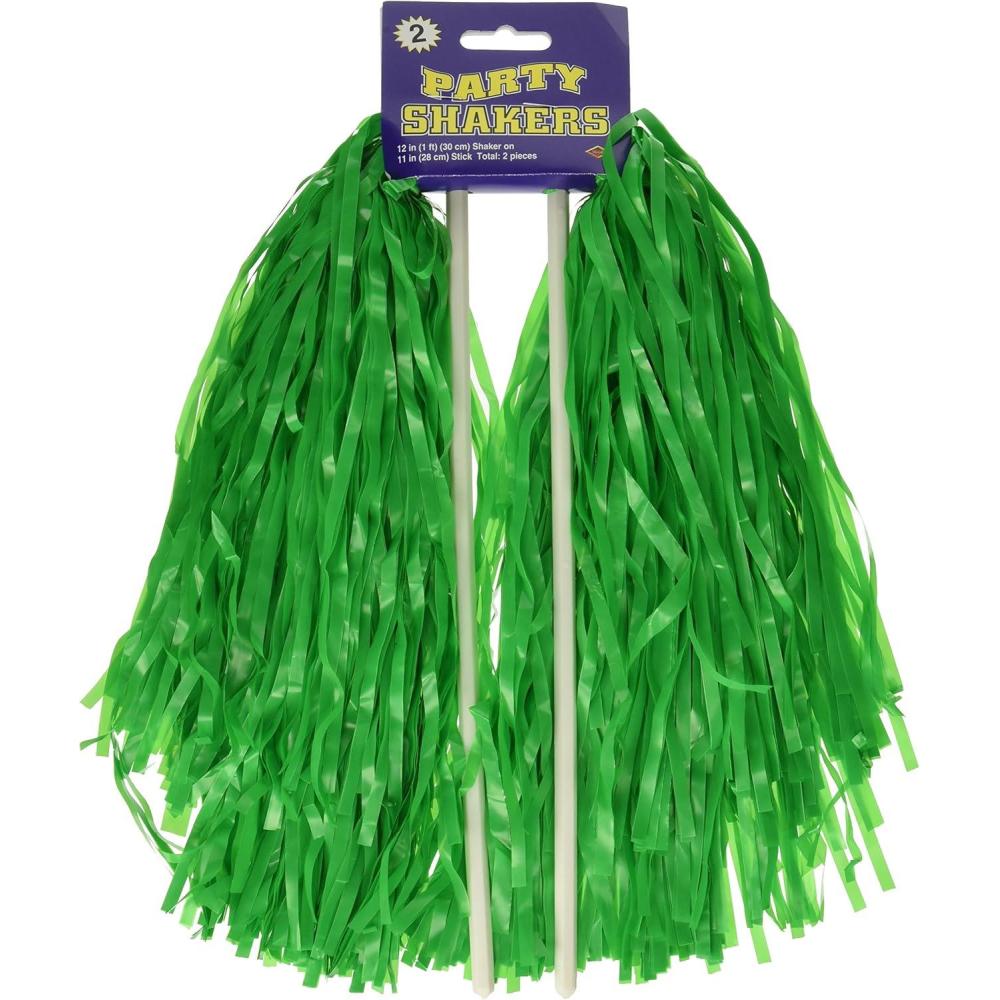 imageBeistle Blue Poly Shakers 2Count Cheerleading PomPoms for Sports Events Football Game Days Pep Rallies Showing School Spirit and Team Pride Celebrations 12 x 11Green