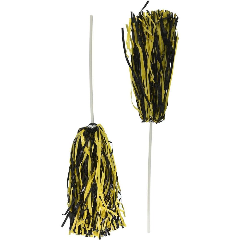 imageBeistle Blue Poly Shakers 2Count Cheerleading PomPoms for Sports Events Football Game Days Pep Rallies Showing School Spirit and Team Pride Celebrations 12 x 11BlackGoldenyellow