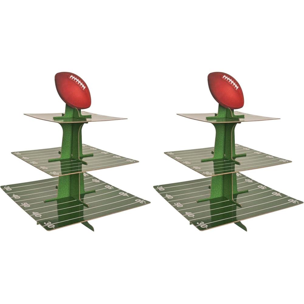 imageBeistle Boardstock Football Cupcake Stand Sports Theme Dessert Holder for Game Day Party Supplies Celebrating with You Since 1900118 x 118 x 15 Pack of 2