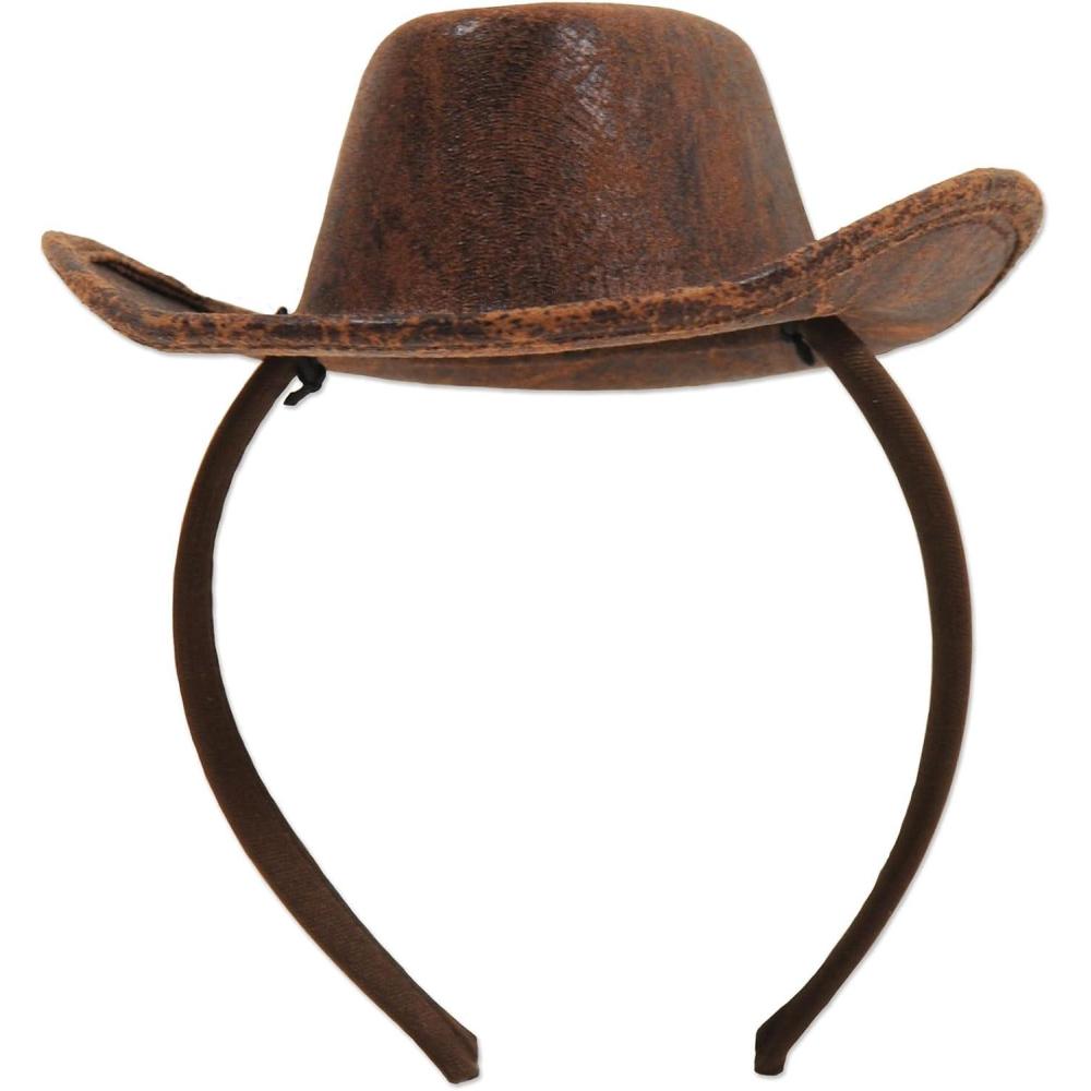 imageBeistle Cowboy Hat Headband For Western Square Dance Costume Accessories Cowgirl Bachelorette Party Supplies Celebrating With You Since 1900 Brown