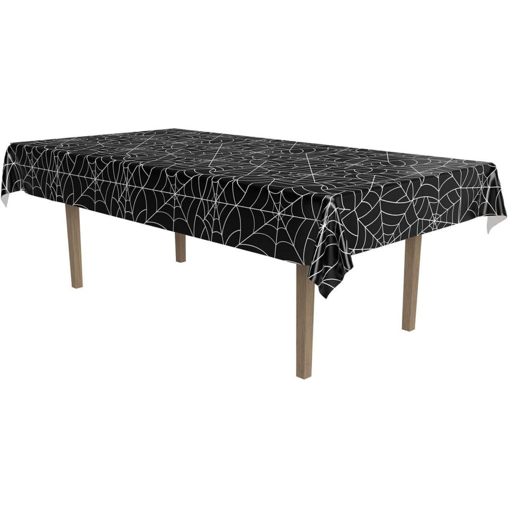 imageBeistle Fabric Black Cat Vintage Halloween Tablecover 55 x 905  Polyester Table Cloth Rectangular Tablecloth Holiday Tablecloth Halloween Fabric Tablecloth Halloween DecorationsSpider Web