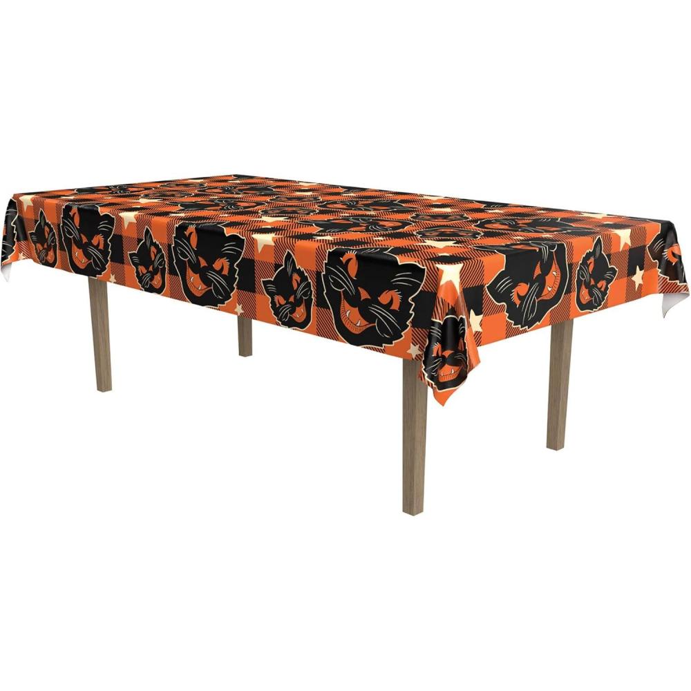 imageBeistle Fabric Black Cat Vintage Halloween Tablecover 55 x 905  Polyester Table Cloth Rectangular Tablecloth Holiday Tablecloth Halloween Fabric Tablecloth Halloween DecorationsVintage Halloween Fabric