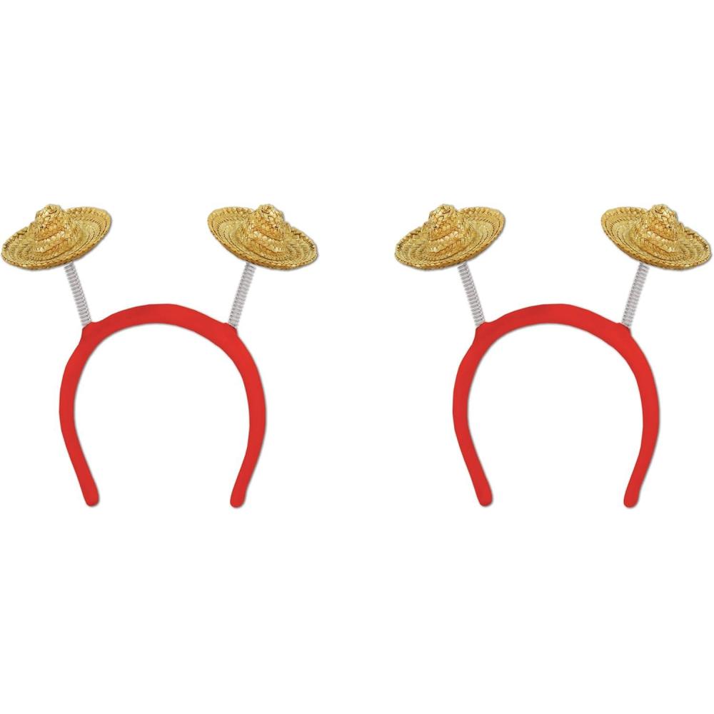 imageBeistle Fiesta Sombrero Headwear FiestaCinco de MayoSombrero Boppers  2 Pack