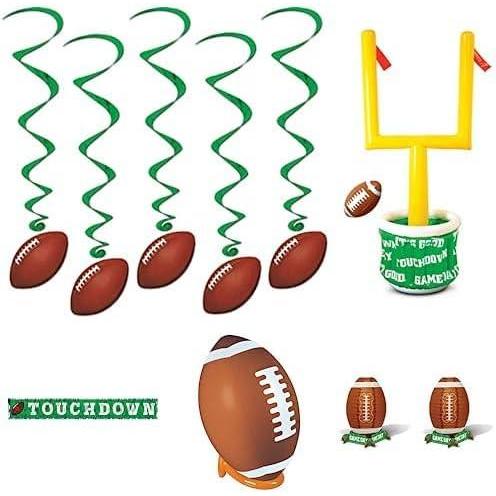 imageBeistle Football Watch Party Decoration Kit  Goal Post Inflatable Drink Cooler 5 Hanging Sports Whirls Inflatable Football ampamp Tee Set 2 Football Paper Lantern Centerpieces Touchdown Banner