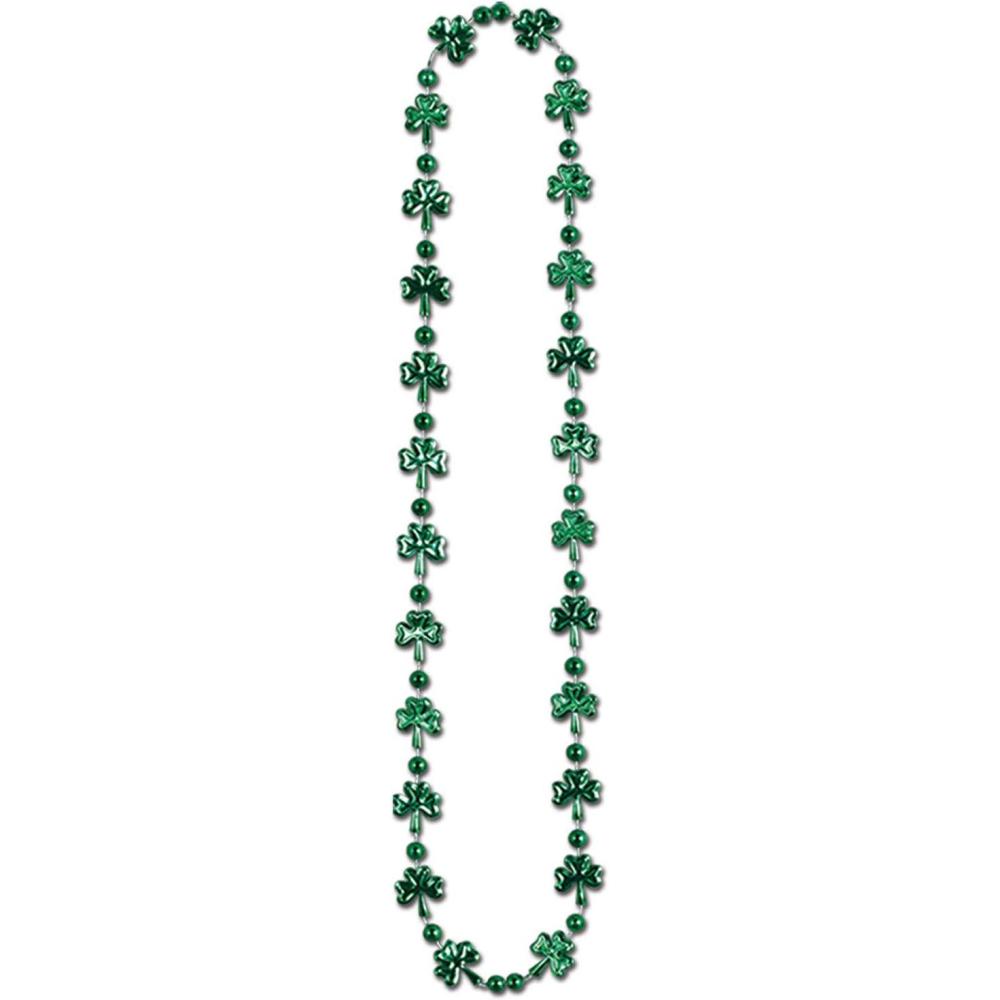imageBeistle Happy St Patricks Day Plastic Beaded Necklace Assortment 100 Piece Shamrock Party Favors 24quot ampamp 33quot GreenGoldShamrock Beads 1Pack