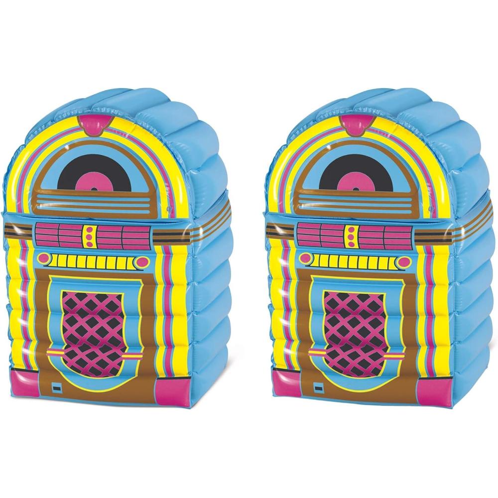 imageBeistle Inflatable Cooler  50s ampamp 80s Party Decorations Drink Containers Beverage Cooler Music Themed Decorations Decades50s Jukebox Cooler  2 Piece
