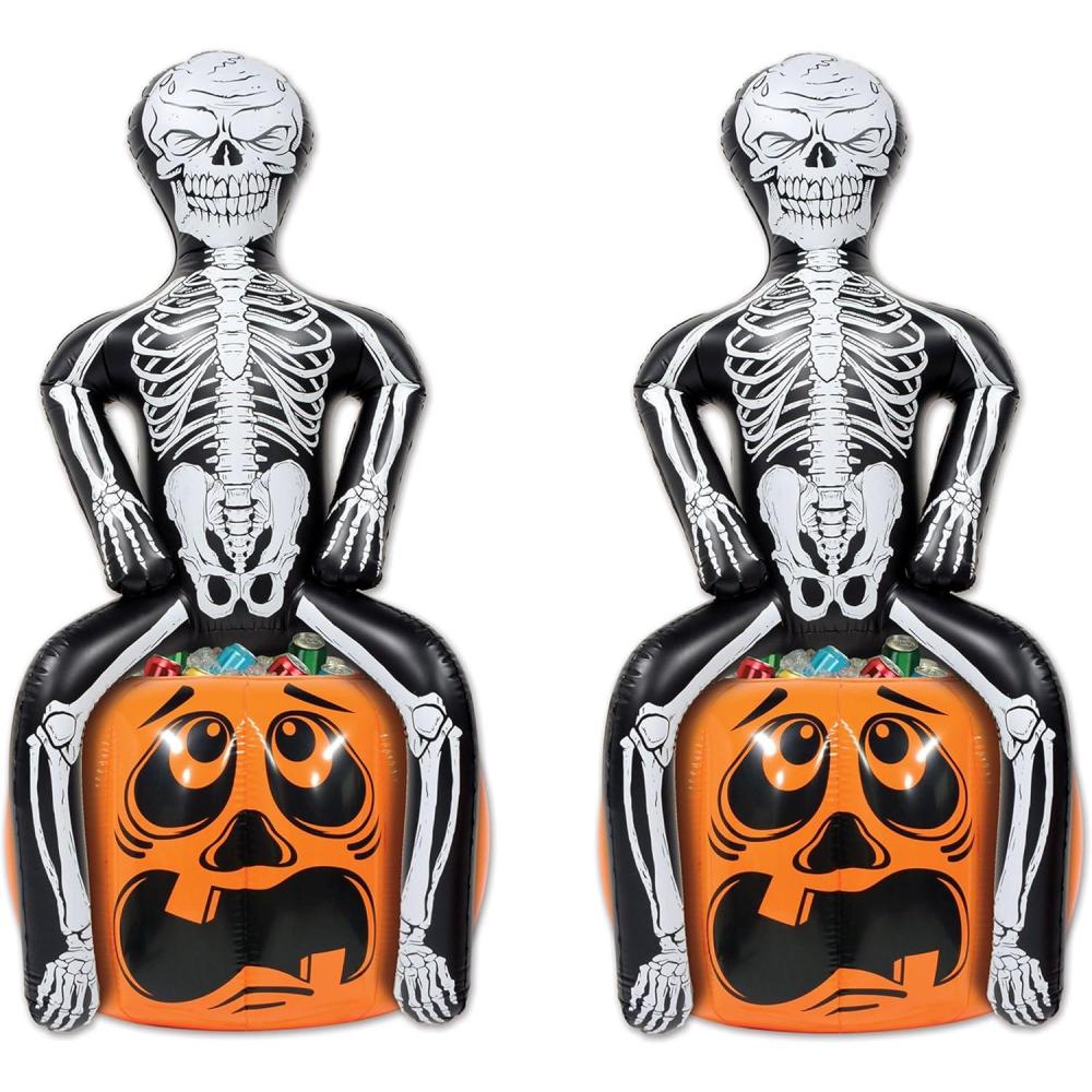 imageBeistle Inflatable Cooler  Drink Containers for Parties Beverage Cooler Spooky Decor HalloweenSkeleton Party Pooper Coolers  2 Piece