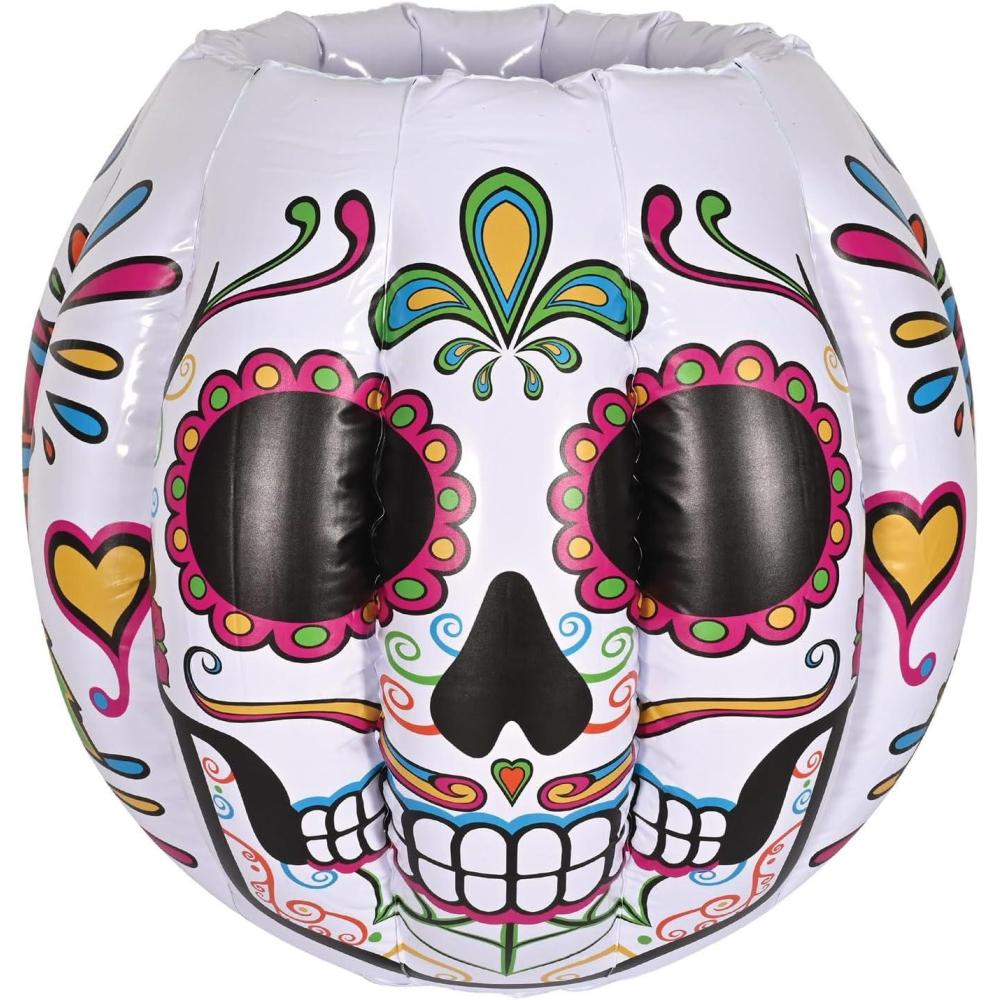 imageBeistle Inflatable Day of The Dead Sugar Skull Drink Cooler 155quot x 22 Beverage Holder for Da de Los Muertos Parties Mexican Celebrations Holds Approx 48 12Ounce Cans