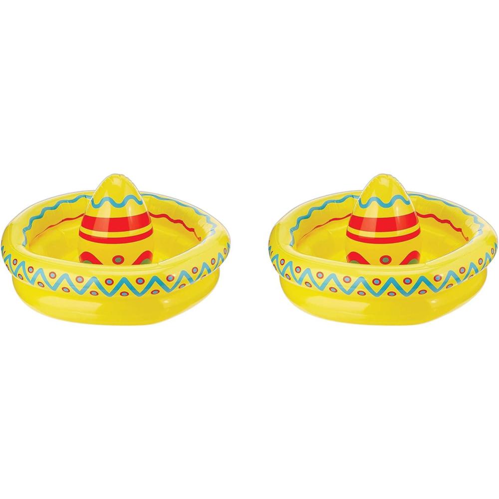 imageBeistle Inflatable Sombrero Drink Cooler 12 x 18 Holds Approx 10 Cans  Inflatable Cooler for Parties Drink Containers for Cinco De Mayo FiestaSombrero Cooler  2 Piece