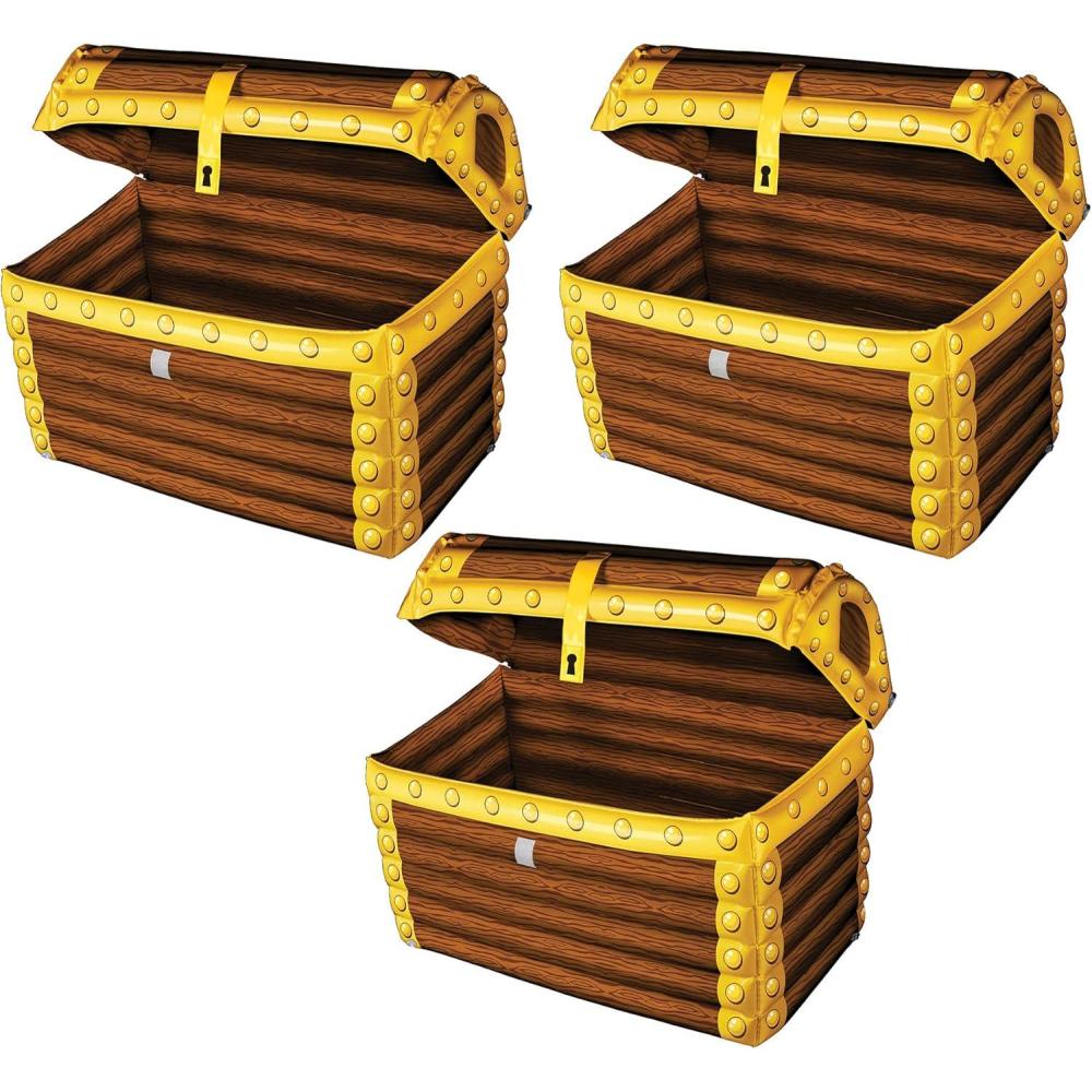 imageBeistle Inflatable Treasure Chest Coolers 3 Pack 17 x 24 Each Holds Approx 48 12oz Cans  Drink Cooler Pirate Party Decorations Pirate Decorations Inflatable Cooler for Parties