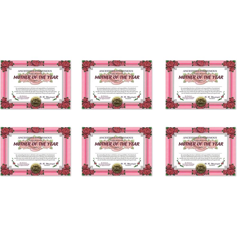 imageBeistle Mother of The Year Certificates 5 by 7Inch 6Pack