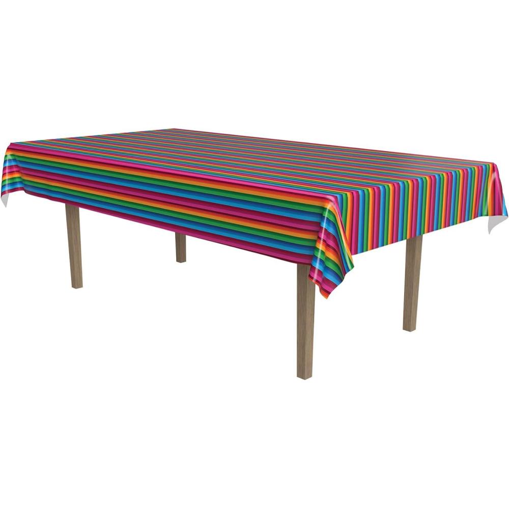 imageBeistle Orange ampamp Black Stripes TablecoverFiesta