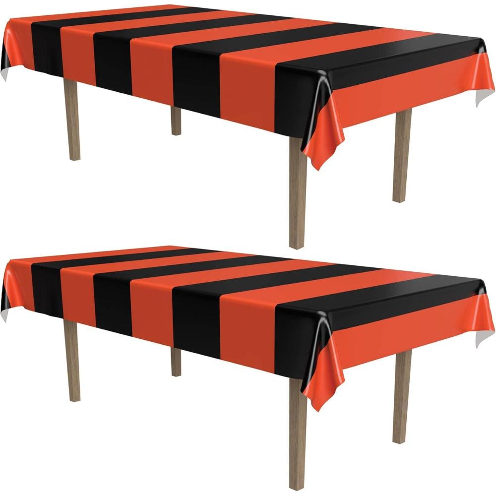imageBeistle Orange ampamp Black Stripes TablecoverOrange  Black Stripes
