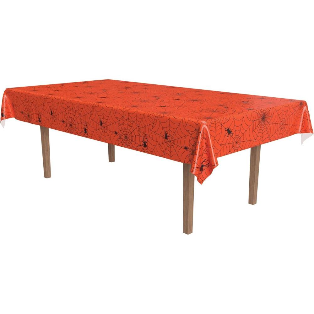 imageBeistle Orange ampamp Black Stripes TablecoverSpider Web