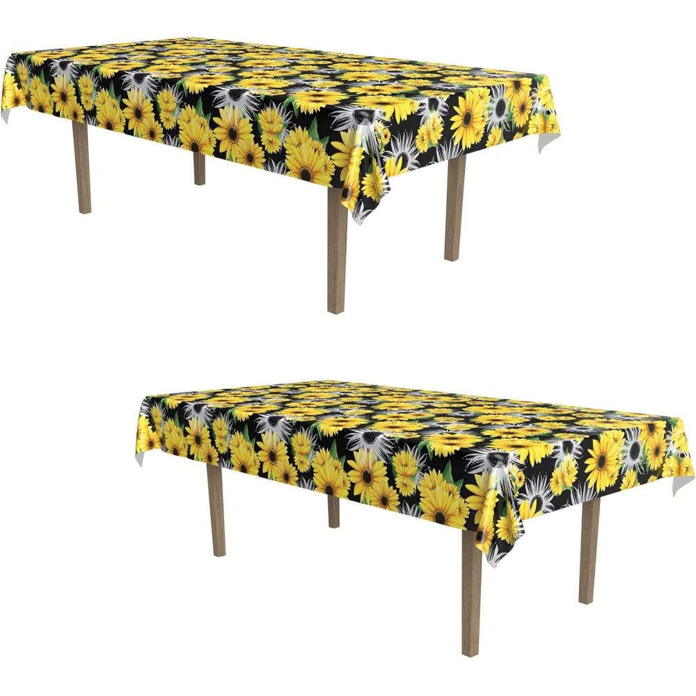 imageBeistle Orange ampamp Black Stripes TablecoverSunflower