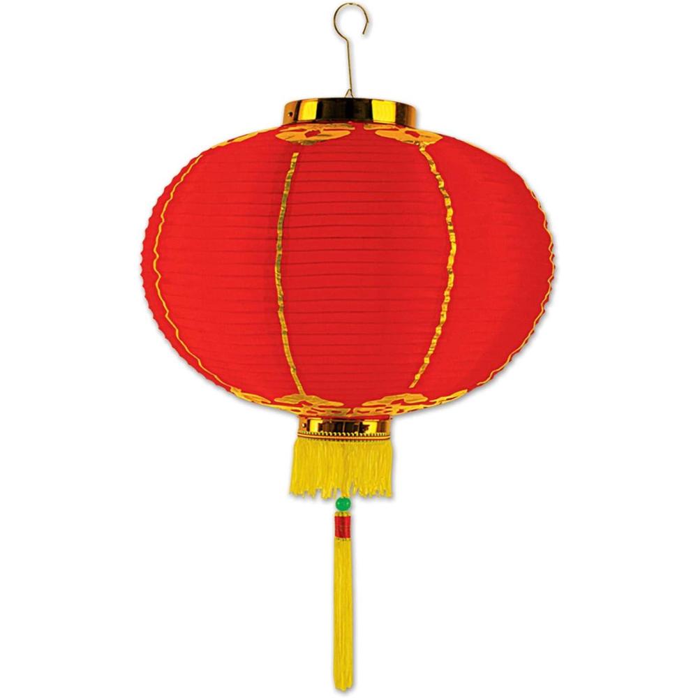 imageBeistle Ornamental Chinese Paper Good Luck Wishing Lantern with Tassel Asian Theme Hanging Decoration New Years Eve Party Supplies Small RedGold