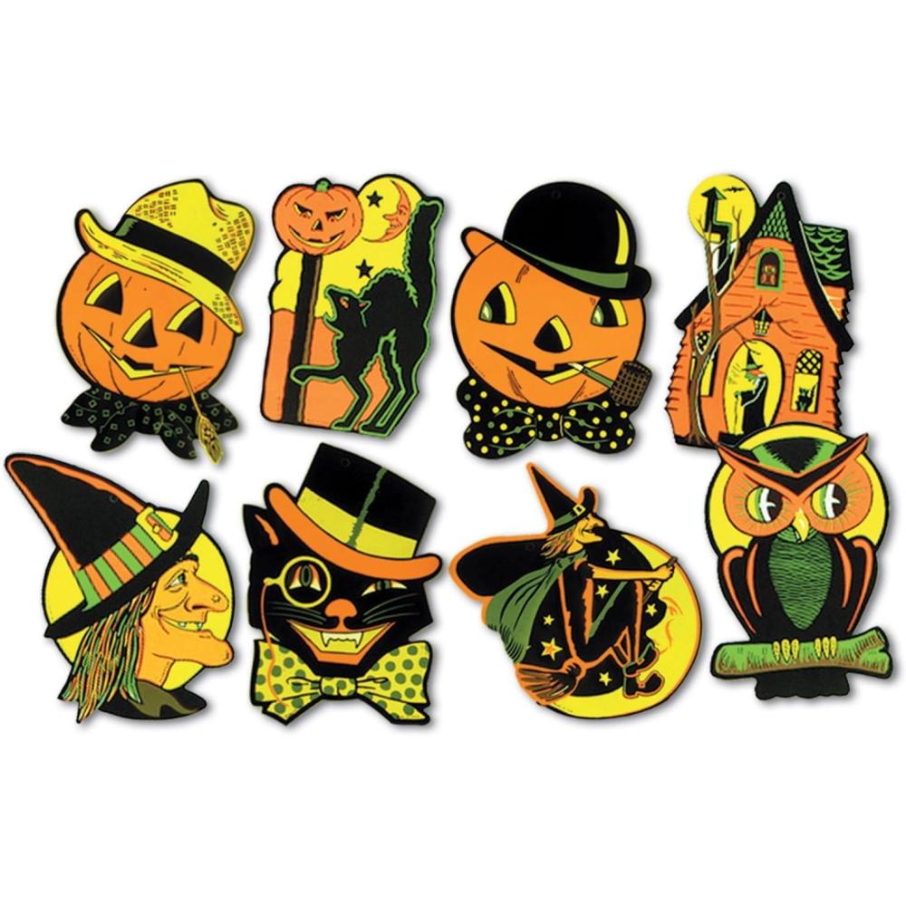 imageBeistle Pkgd Halloween Cutouts 85 inches x 925 inches  2 Packs of 4 CutoutsOrange  Black  Yellow  Green