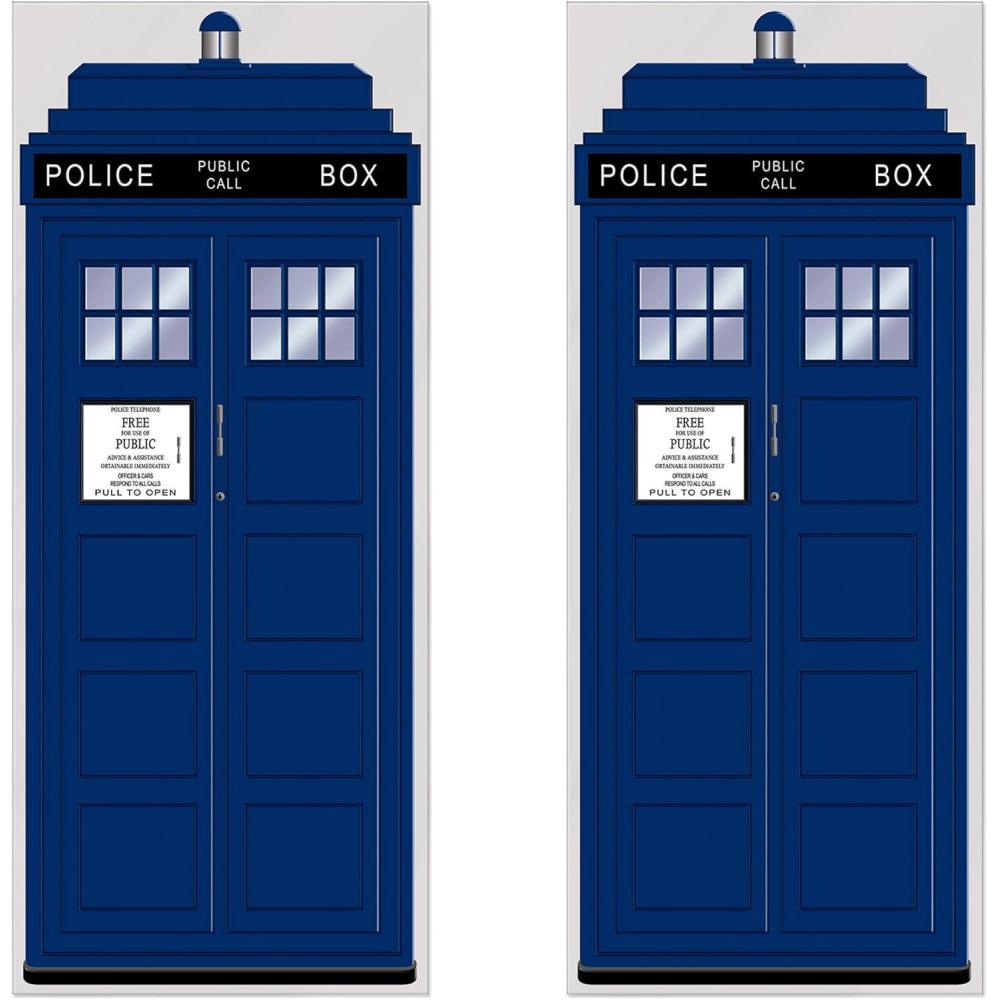 imageBeistle Plastic Blue Police Call Box Door Covers 6 x 30quot Set of 2  British Themed Party Supplies Crime Scene Decorations Law Enforcement Policeman Wall PropPolice Call Box