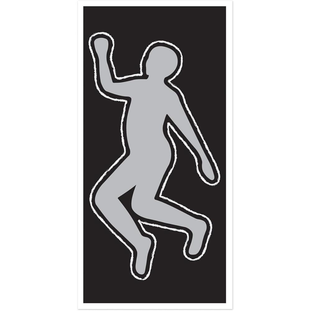 imageBeistle Plastic PSI Body Silhouette Door Cover 5 x 30quot  Detective Investigation Party Supplies Murder Mystery Dinner Floor Crime Scene Evidence Decoration Spooky Halloween Themed DecorPSI Body Silhouette