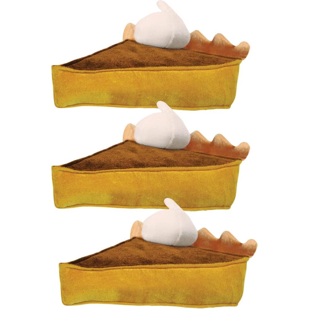 imageBeistle Plush Fabric Novelty Pumpkin Pie Hats For Thanksgiving Holiday Costume Dress Up Turkey Trot Headwear Photo Booth Props BrownTanWhite Pumpkin Pie  3 Piece